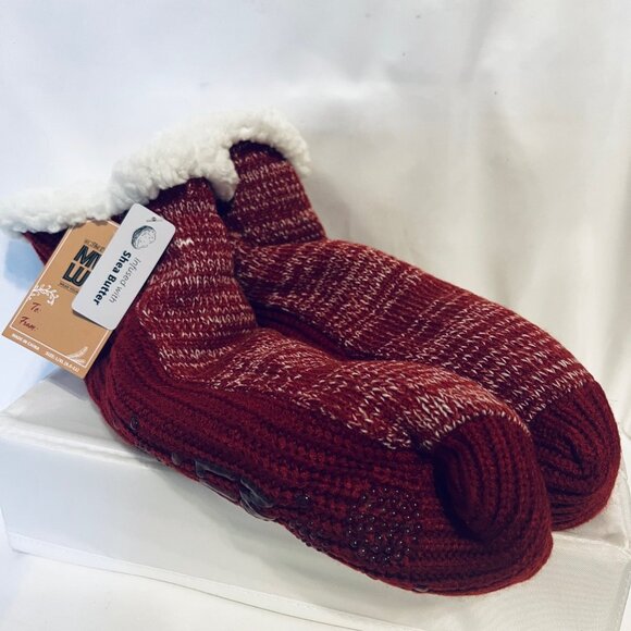 Muk Lugs- The Original-Cozy Faux Fur Lined Shea Butter Infused Griped Soles-Red - Picture 1 of 13